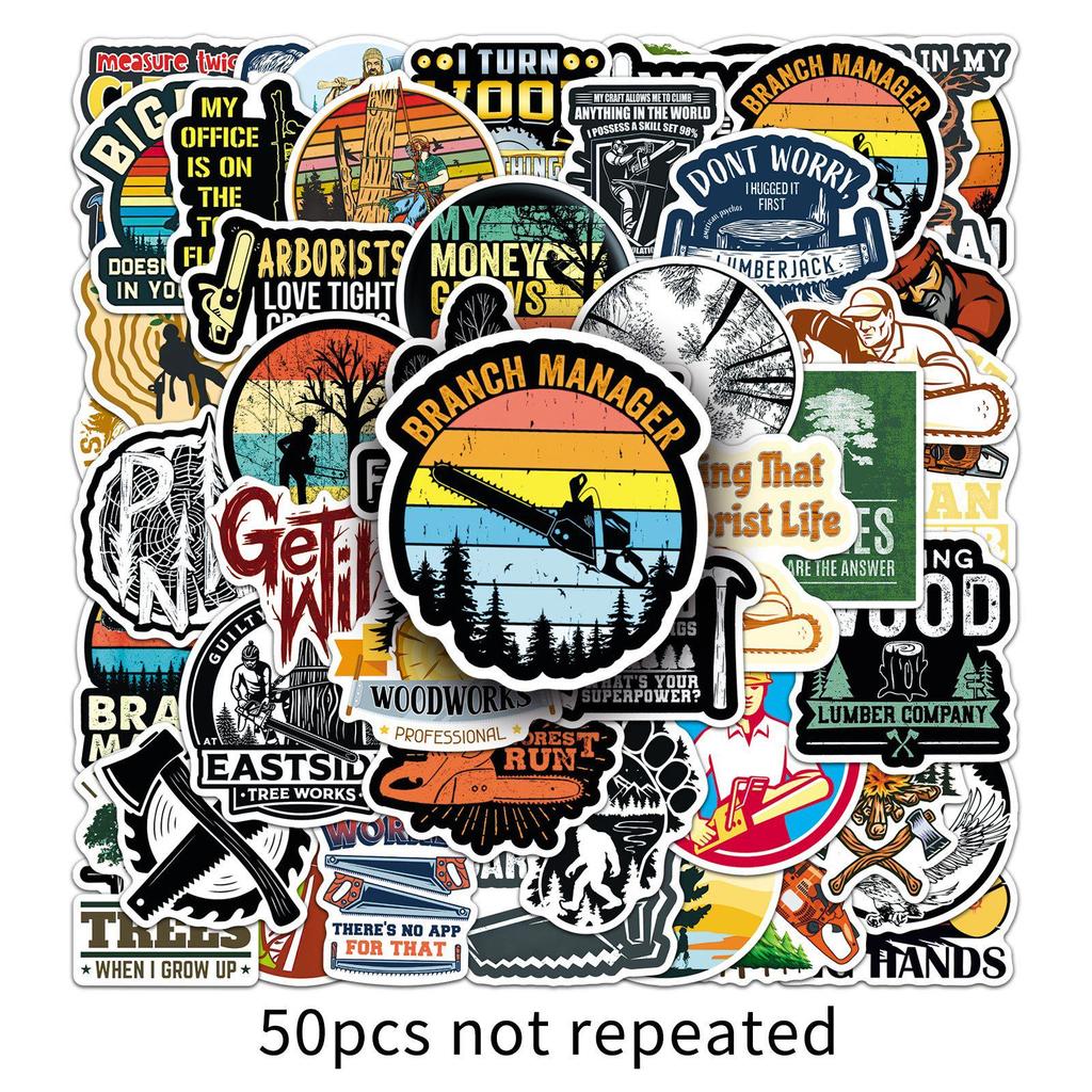 50PCS Creative Outdoor Forestry Stickers: Personalized English Graffiti for Bikes, Water Bottles, Notebooks, & Headphones