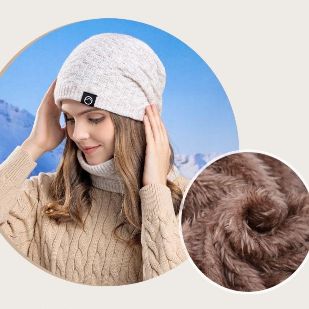 2PCS/Set Soft Knitted Hat Warm Beanie Cap Gift Women Hats Scarfs Set  for Women