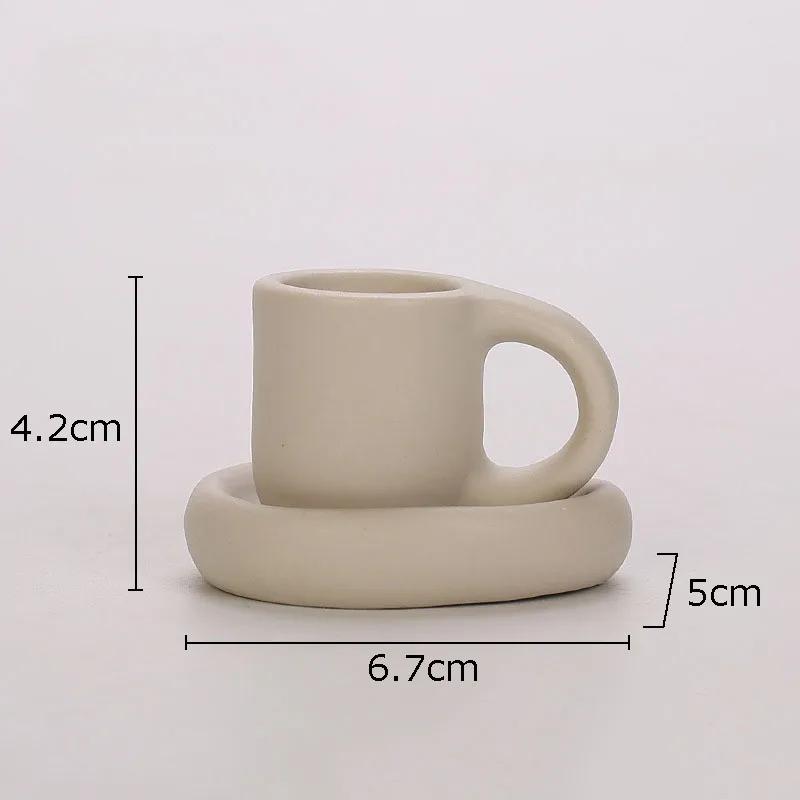 Nordic Teacup Shape Ceramic Candle Holder Ornament Abstract Teacup Candle Holder Decoration Wax Melt Burner Home Aroma Container