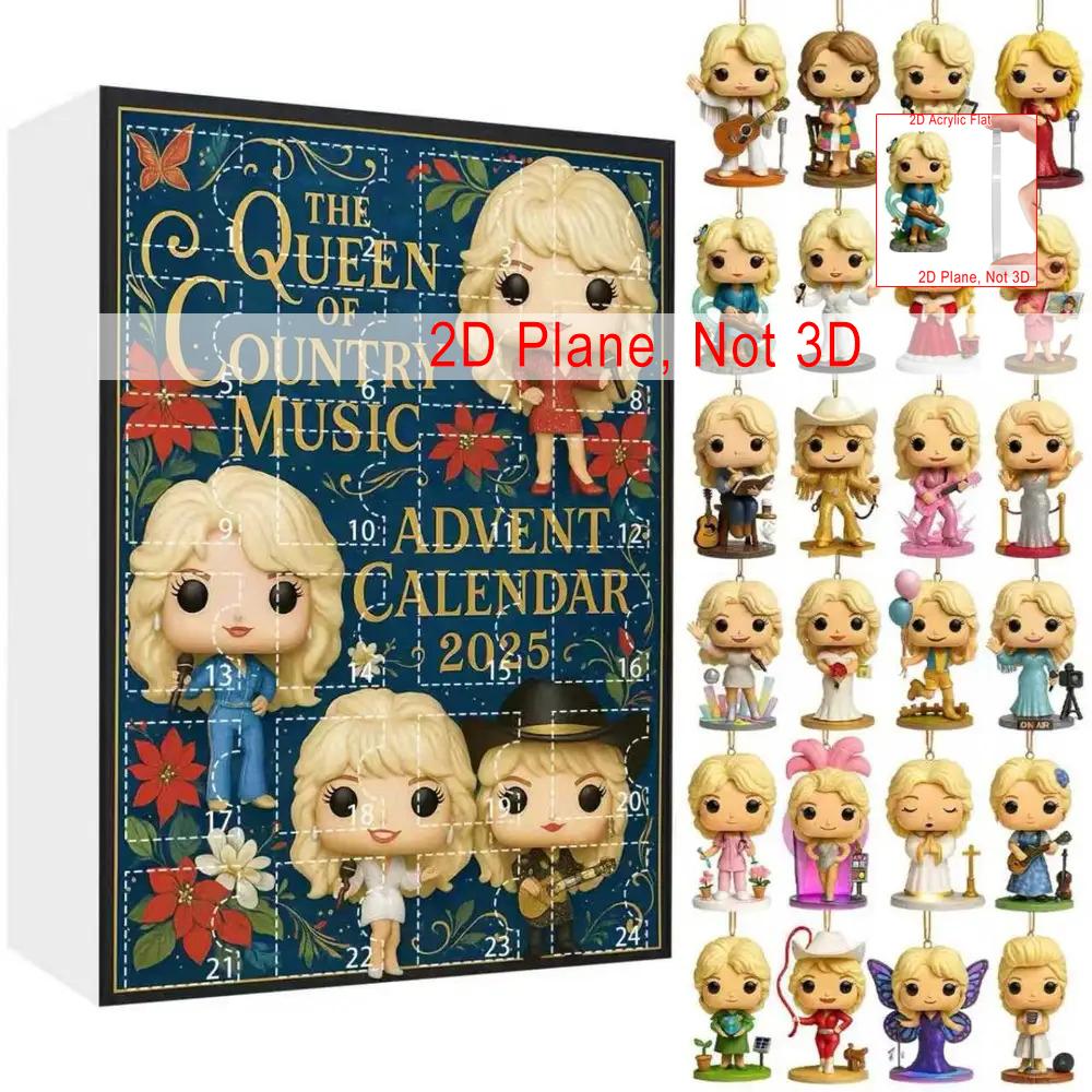 

2025 24-day The Queen of Country Music Dolly Parton 24 Day Surprise Countdown Christmas Calendar Christmas Tree Ornament as show