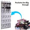1x 24 Grid Wall-mounted Sundries Shoe Organiser Fabric Closet Bag Storage Rack Mesh Pocket Clear Hanging Over The Door Cloth Box