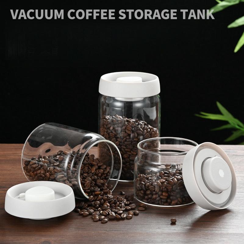 Coffee Beans Vacuum Sealed Tank Glass Sealed Jar Household Moisture-proof Air Extraction Airtight Container Household Coffee Set