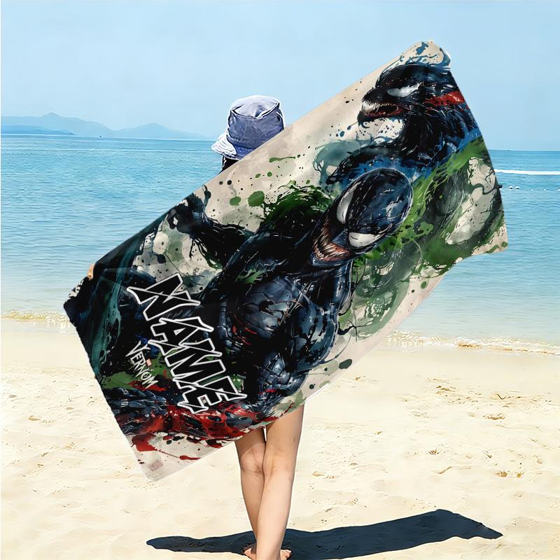 Personalized "Venom Artwork Poster" Beach Towel Microfiber Beach Towel Thin Absorbent for Beach Swimming Yoga Bath Sports. 0910336