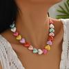 Acrylic Heart Shaped Necklace Colorful Women's Jewelry Accessory Snake Bone Chain Necklace  Gift