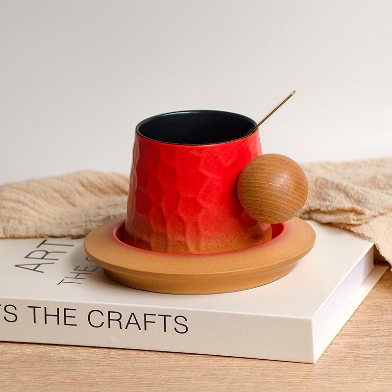 Elegant Wooden Coffee Cup and Saucer Set with Gift Box - Perfect for Home, Office, or Business Gifts