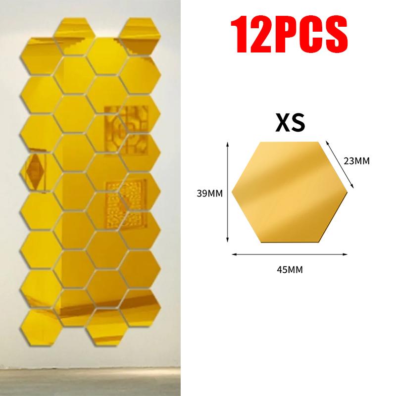 3D Hexagon Mirror Wall Stickers DIY Wall Mirrors Sticker Removable Self Adhesive Aesthetic Mosaic Tiles Decals Home Decoration