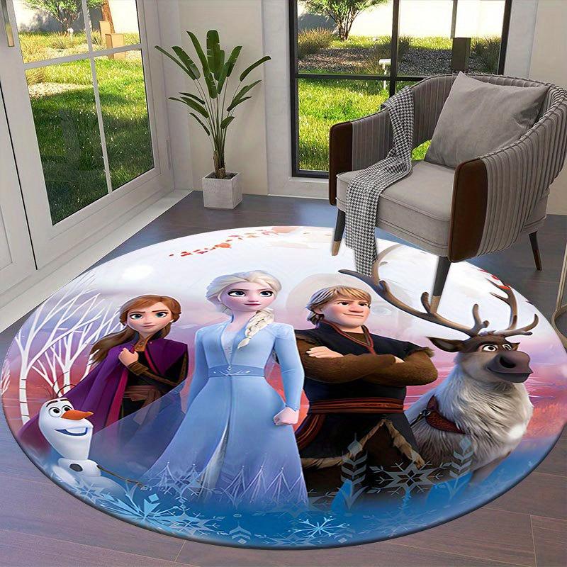 

1pc Frozen Pattern Round Area Rug , Bedroom Living Room Floor Mat , Playroom Bedroom Living Room Indoor Decor Rug , Aesthetic Room Christmas 80cm/31.5in