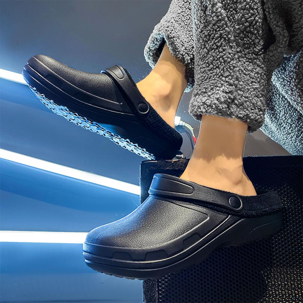 Wide Toe Plush Slippers Indoor Keep Warm Home Shoes For Women Men Rubber Sandals Clogs Garden Shoes Unisex Large Size 45