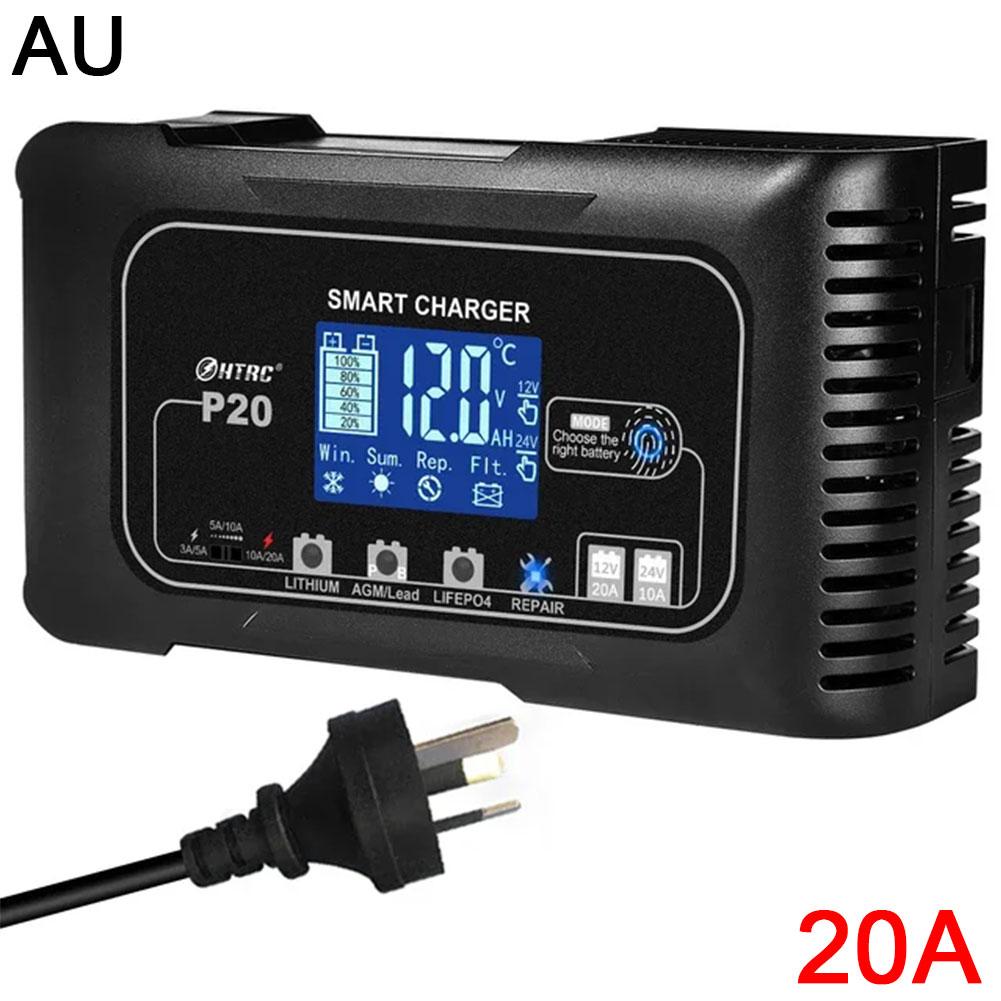 

12v/24v Smart Car Motorcycle Battery Charger Automatic Impulse Repair Charge For Lead-Custoid Lithium LiFePO4 Battery Charger