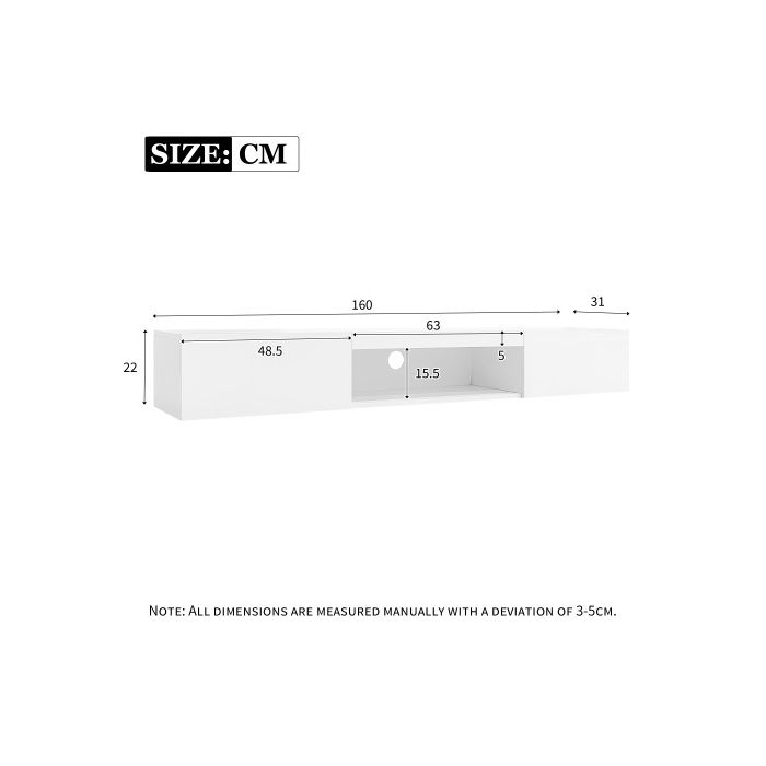 Wall Unit - MUVOE - 70 Inches - Glossy White - LED Lighting - Capacity 30kg