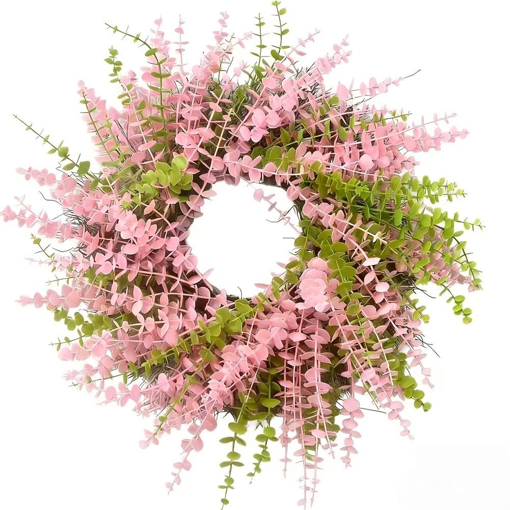 

50cm pink eucalyptus wreath plastic door hanging decor for DIY crafts home wall and garden seasonal arrangement China Mainland