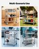 Stainless Steel Cart, 3-Tier Rolling Lab Utility Cart with Lockable Wheels, Medical Serving Trolley Clinic Tray, Heavy Duty Mobile Service Storage
