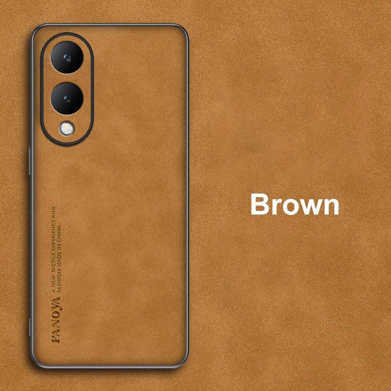 For Vivo Y17S Case Luxury PU Leather Phone Case For Vivo Y28 5G Back Cover Matte TPU Silicone Shockproof Full Protection Coque