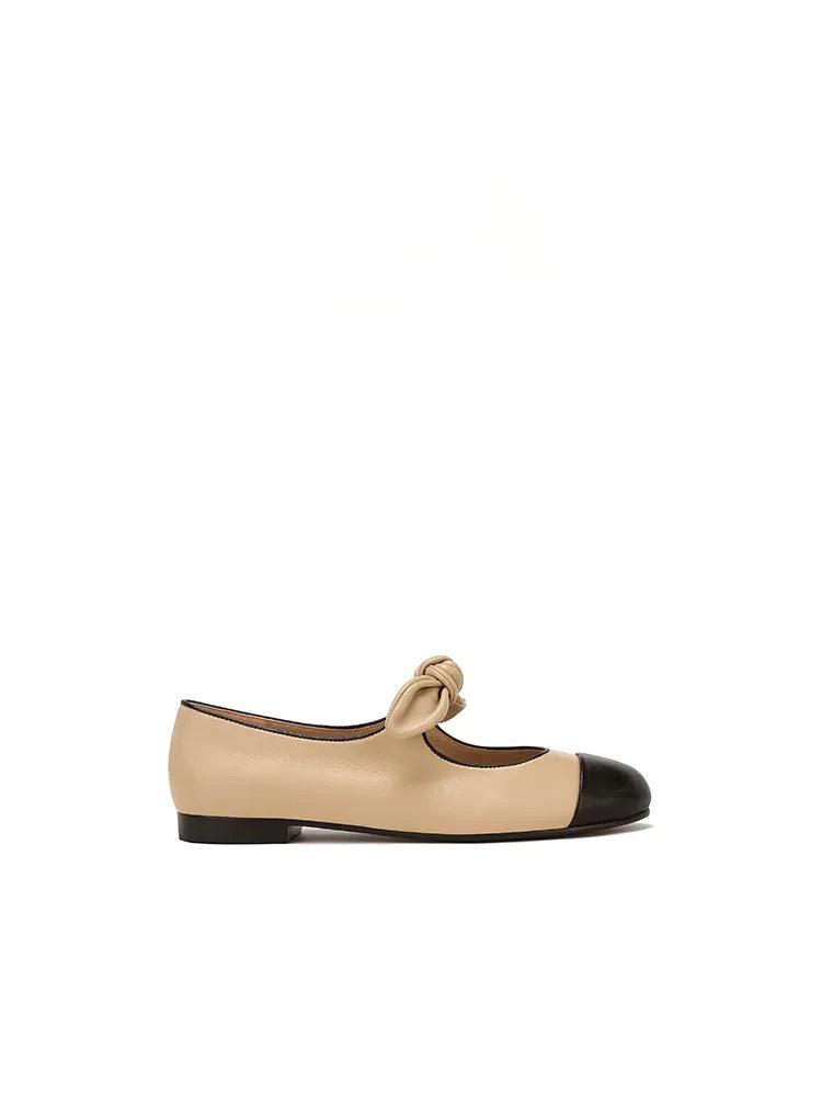Xiaoxiangfeng Versatile Comfortable Bow Flat Mary Jane Shoes Women's 2025 Spring New Shallow Soft Ballet Shoes