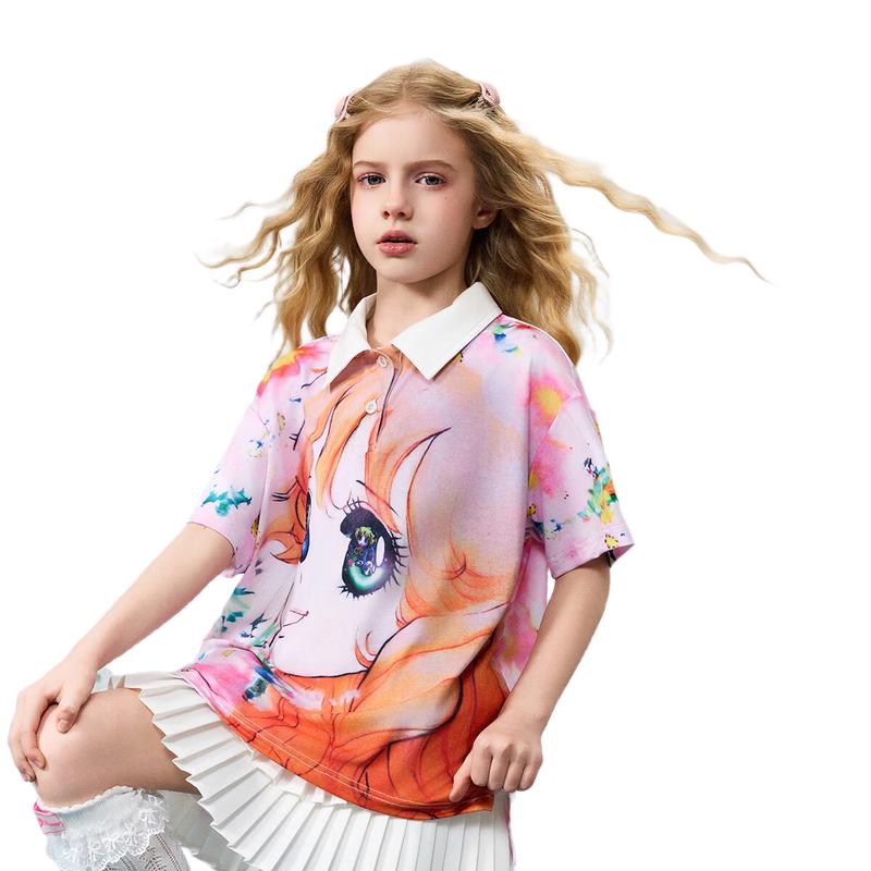 ASK JUNIOR Girls  Summer UV Protection Short-Sleeve Polo T-Shirt 110