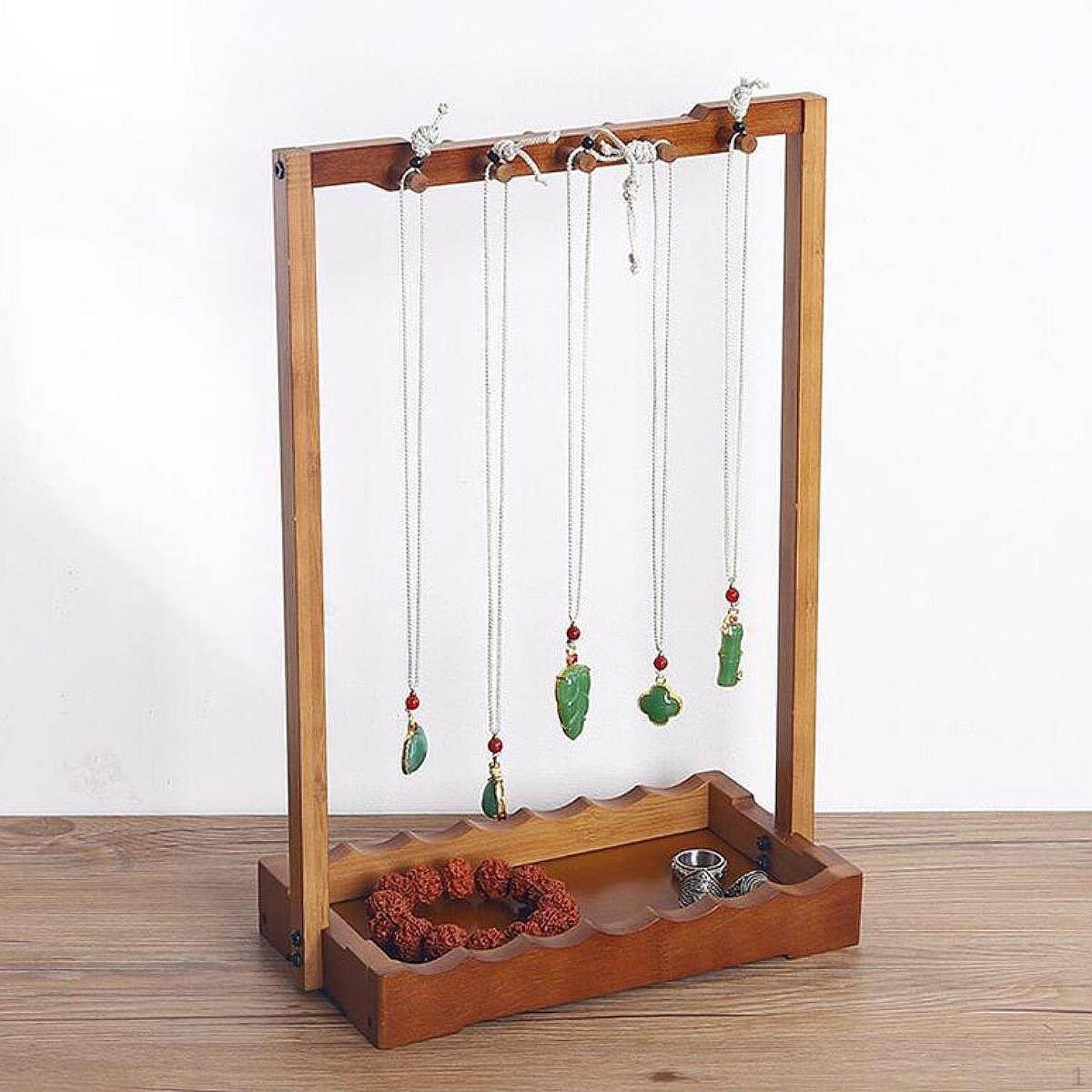 

Органайзер для ювелирных изделий, подставка для ожерелий, стойка для хранения подарков для девочек с деревянным подносом для подвешивания