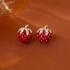 Strawberry Stud Earrings for Women, Light Luxury Elegant Dangle Jewelry Daily Wedding Vacation Gift