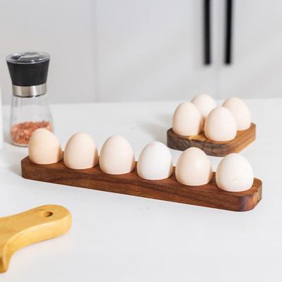 Wooden Egg Holder Rustic Egg Tray 4 or 6 Slots Countertop Egg Organizer for Kitchen Refrigerator Dining Table
