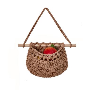 Multifunctional Cotton Rope Hanging Fruit Baskets Simple Stylish 3 Tier Storage Bag Handmade Fruit Net Pocket for Home
