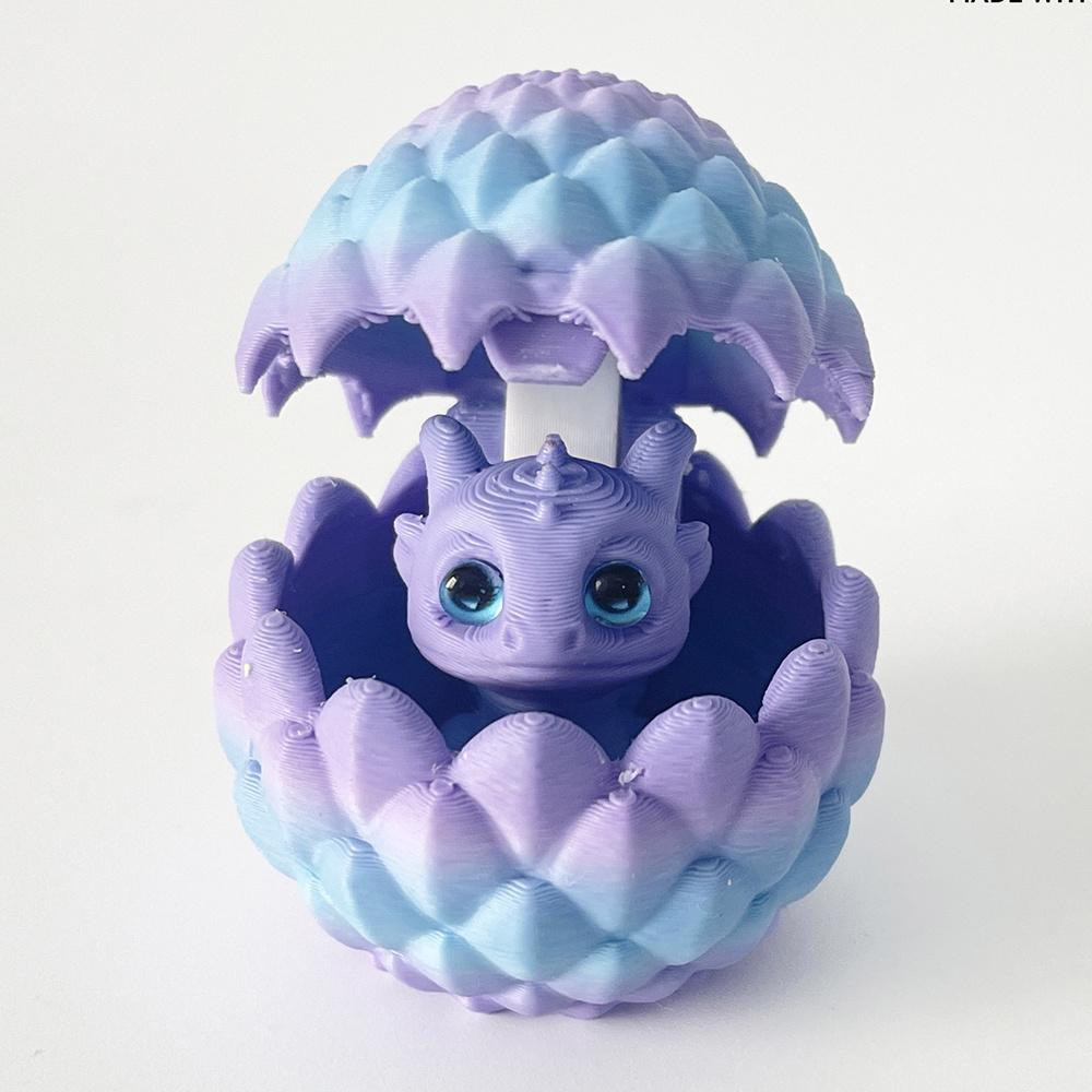 Ornament Decorativ Imprimat 3D Ou de Dragon cu Dragon Mic în Interior, Potrivit pentru Mobilier și Decor de Birou pentru Acasă Crăciun