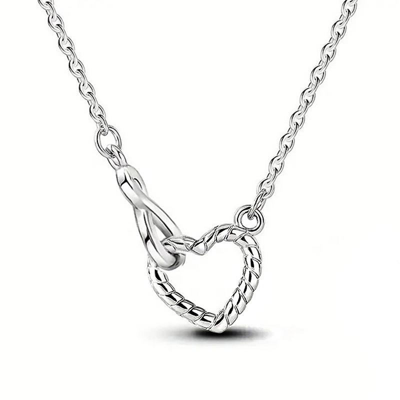 Twisted Knot Heart Pendant Necklace for Women