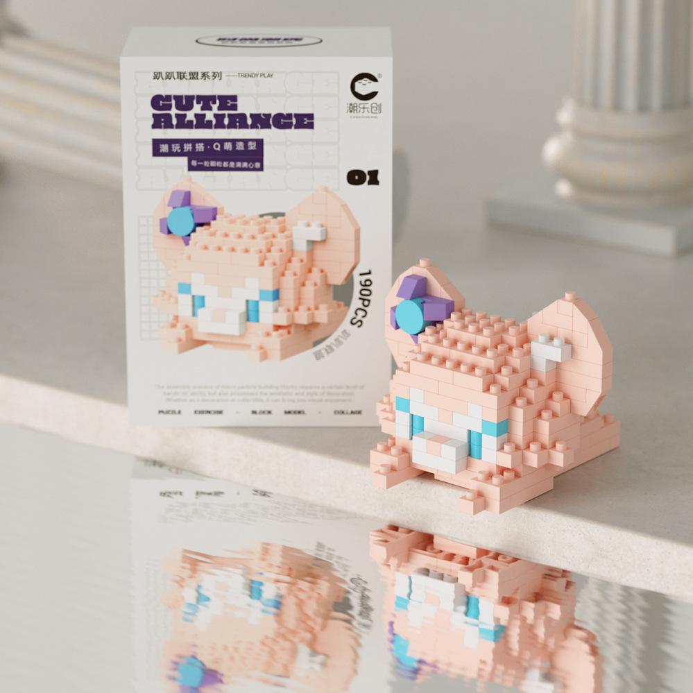 Süßer Mini auf der Vorderseite liegend Disney Mickey Bausteine Batman Kleiner Panda Stein 3D Süße Kuromi Sanrio Modell Spielzeug Für Kinder Geschenk