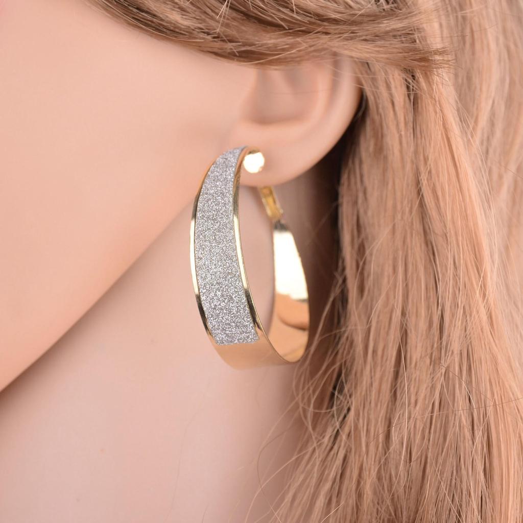 Exaggerated Matte Large Hoop Earrings - Trendy Hip-Hop Metallic Style