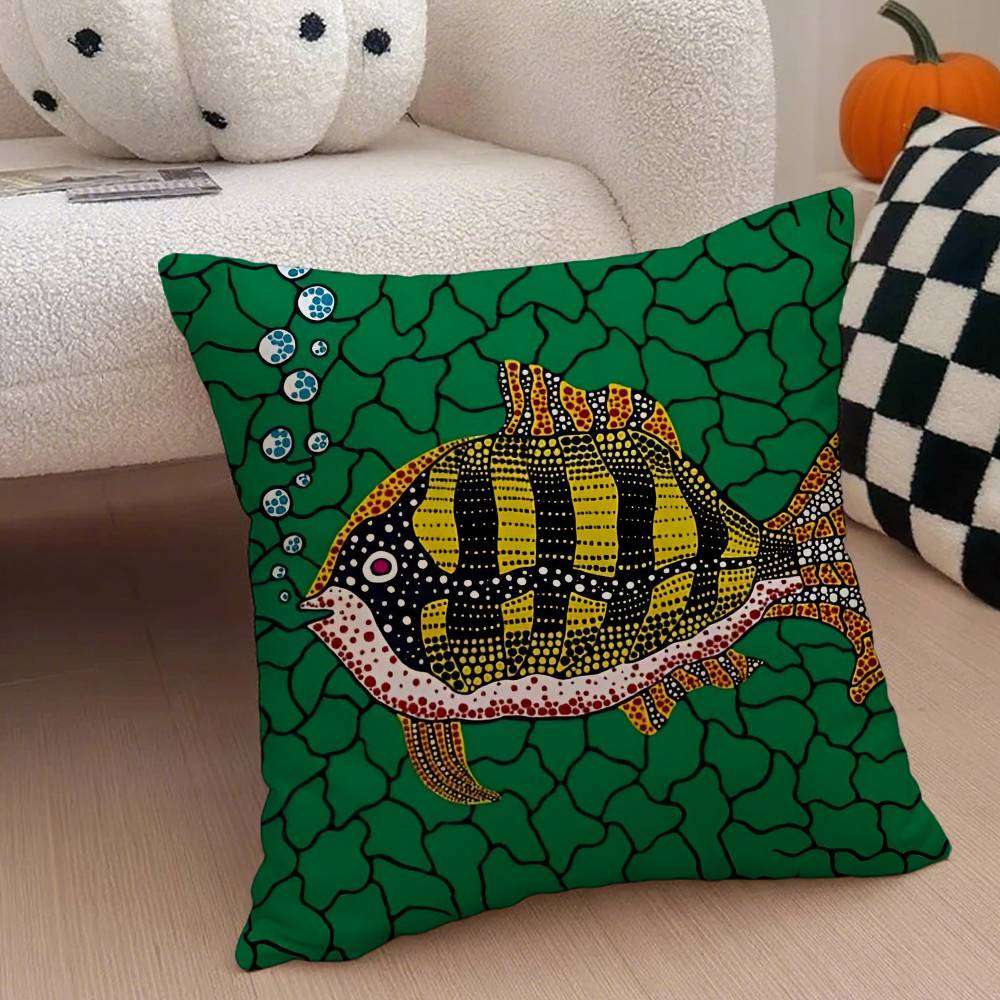 Federa per Cuscino Artistica K-Kusama Yayoi Anti-Acari Cuscino con Cerniera Invisibile Morbido Peluche Corto Copricuscino per Divano