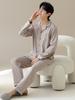 Couple's All-Cotton Long Sleeve Pajamas - Solid Color Cardigan Homewear for Men and Women, Ideal for Autumn and Winter.
