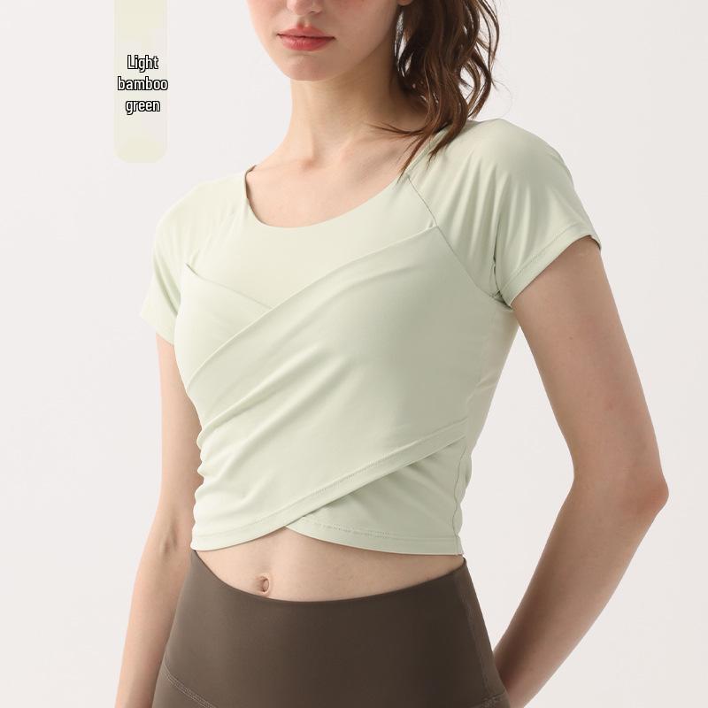 

Профессиональная женская спортивная футболка премиум-класса для йоги с нагрудными вкладышами - Летняя с коротким рукавом 2025 Extra Large