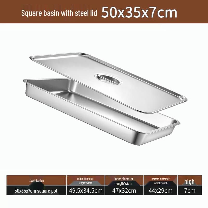 Laino Stainless Steel Rectangular Tray with Lid