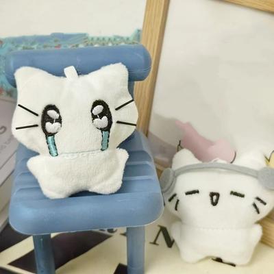 Bag Hanging Sad Cat Doll Keychain Funny Key Ring Bag Hanging Earphones Cat Pendant  Backpack Decor