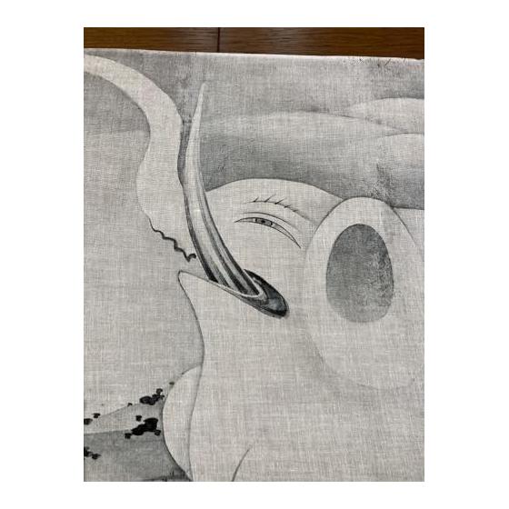 Ukiyo-e Tenugui Towel: Whales and Elephants by Ito Jakuchu, 100% Cotton, Tokka Fabric, Japan