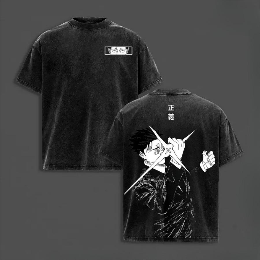 T-shirt Grafica Anime 'Jujutsu Kaisen' Hiromi Natsukura, Cotone Lavato Manica Corta