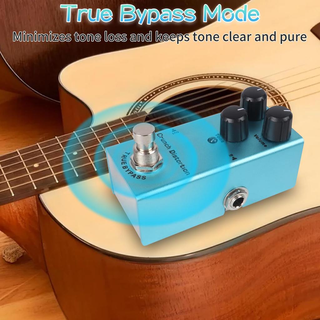 Mini-Gitarreneffektpedal mit True Bypass, Rauschunterdrückung und Delay für E-Gitarre, Blau