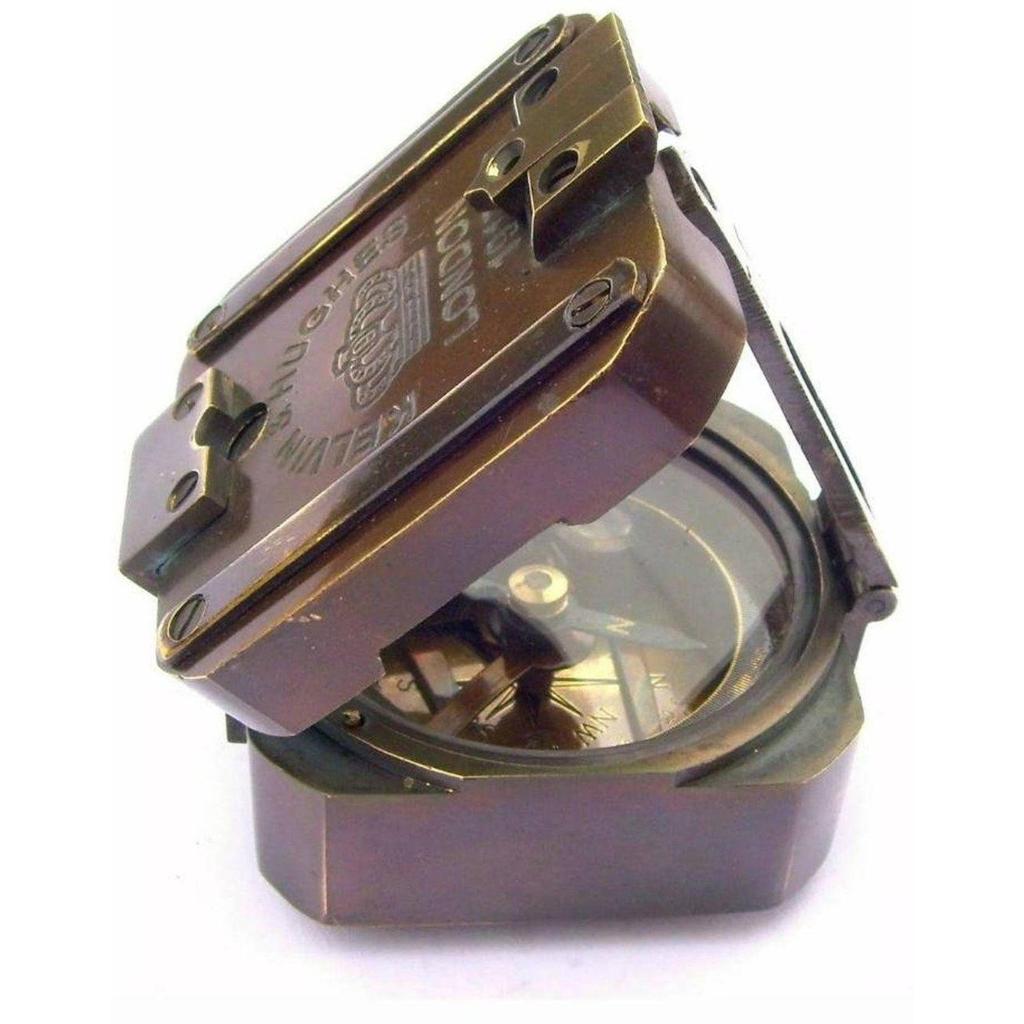 India Brass Solid Mini Brunton Compass Square Antique Vintage Style Gift Compass  (Brown