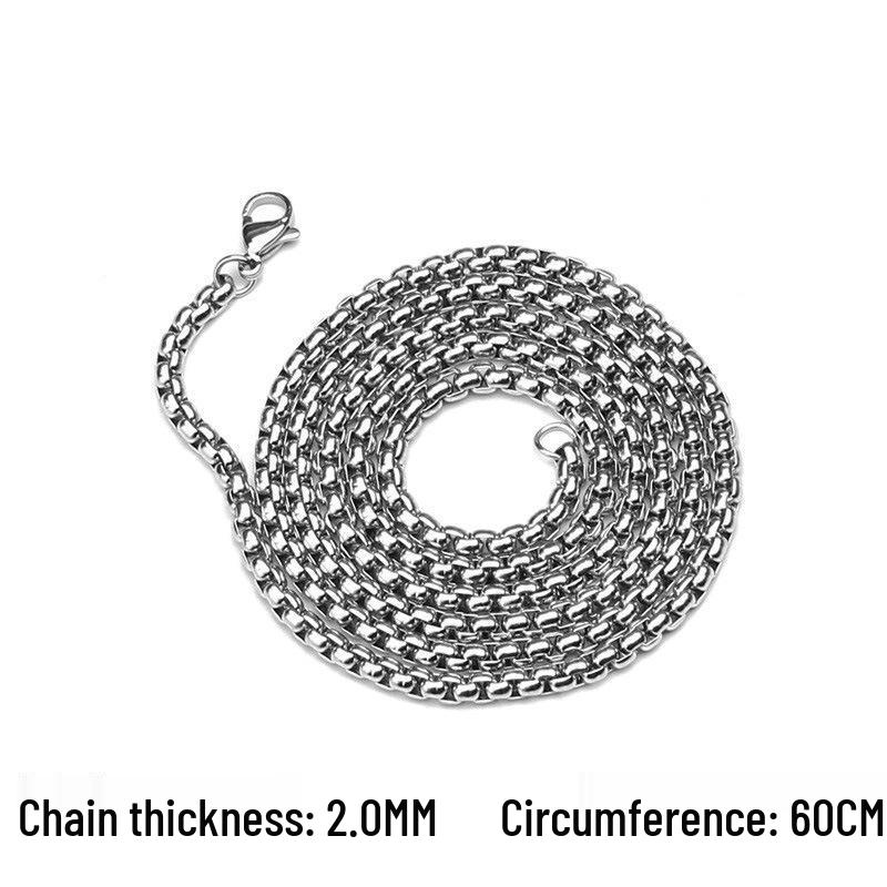 Stainless Steel Pearl Necklace with Titanium Thick Chain - Men's Minimalist Snake Bone Design