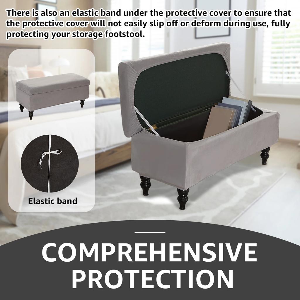 Stretch Footrest dustproof Ottoman Slipcovers Rectangle Footrest Footstool Piano Seat Bench Protector Slipcover Protector Covers