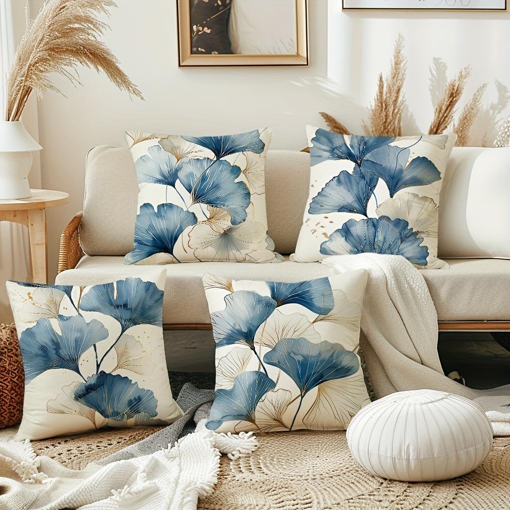 Artistic Ginkgo Leaf Pillow CoversLiving Room Sofa Cushion Cover, Soft and Comfortable, Bedroom Room Decoration