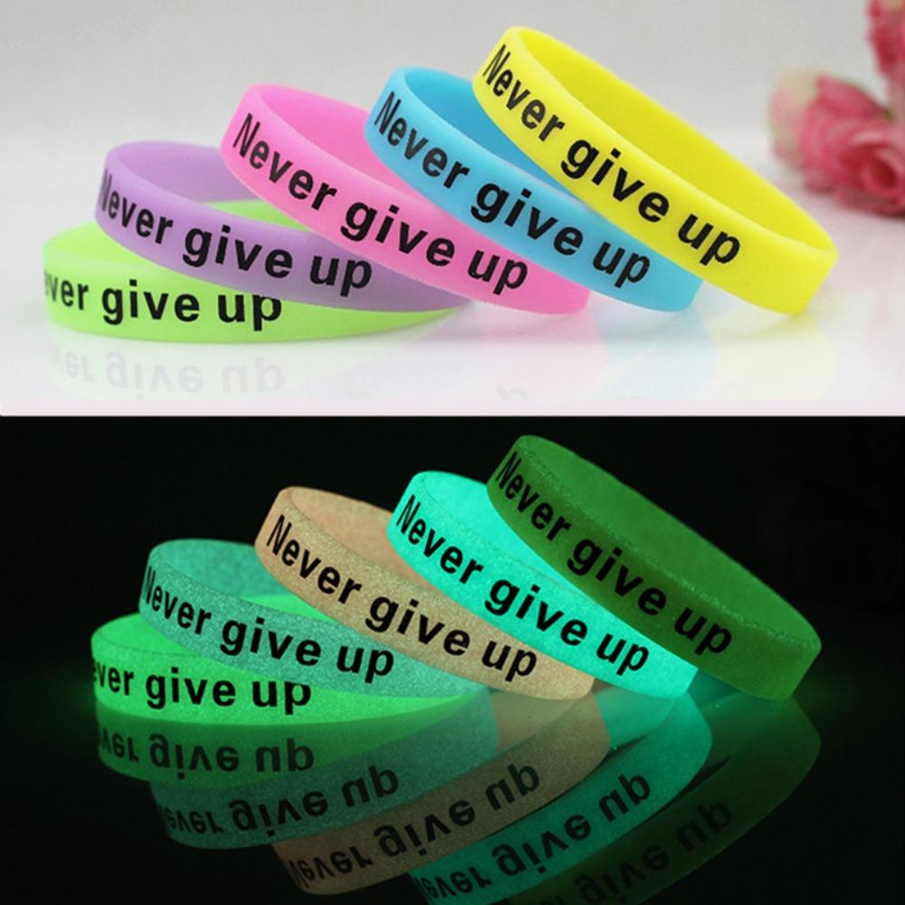 The Dark Luminous Rubber Bracelets Basketball Wristband Silicone Sweat Band Never Give Up Bracelet