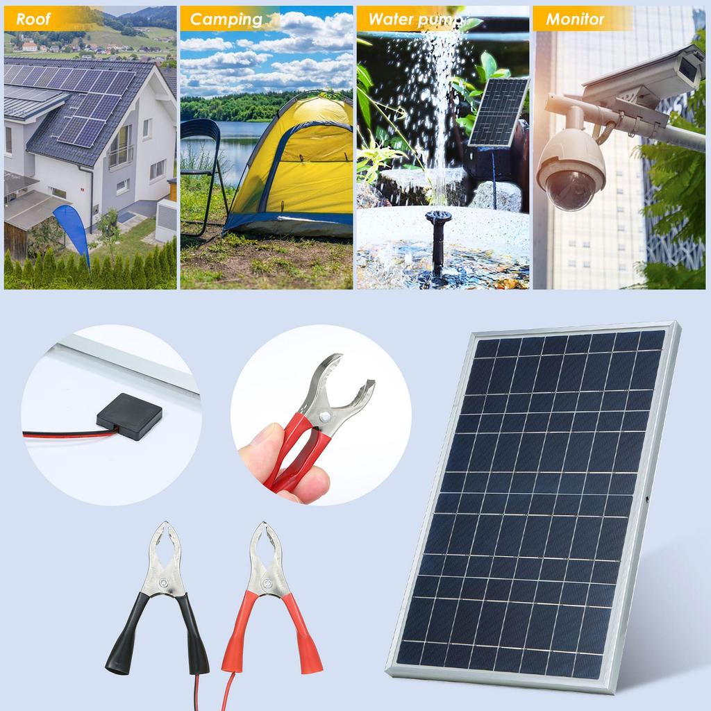 Monocrystalline 10W Framed Solar Panel Set with 3m Wire & 12V/18V Controller