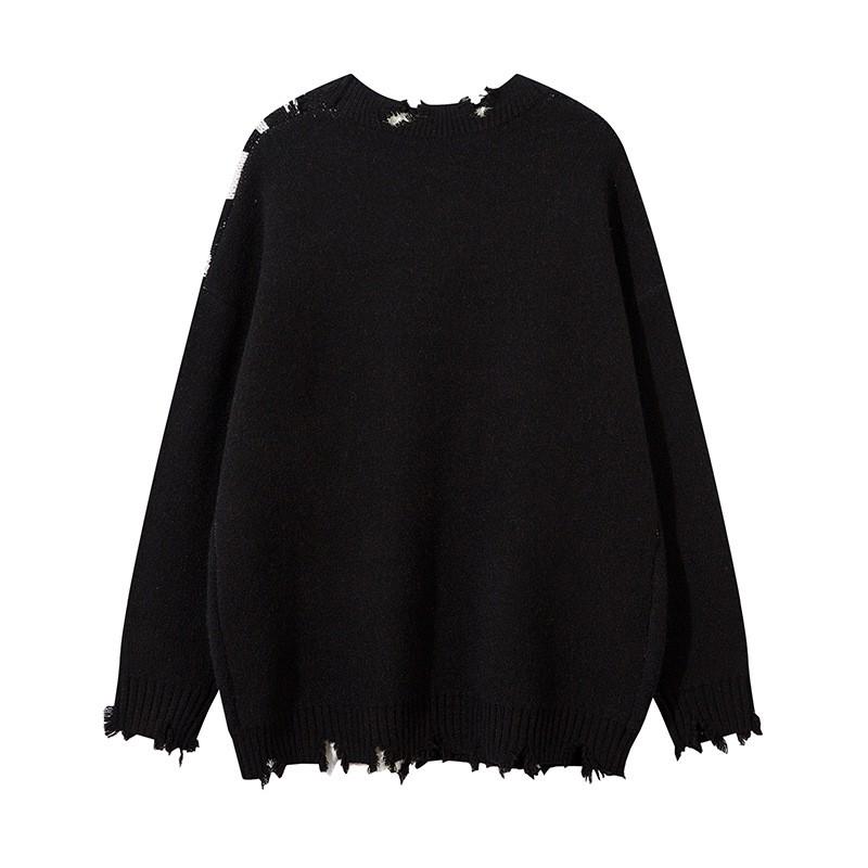 Oversized Crewneck Knit Sweater Men Women Streetwear Loose Fit Acrylic Blend Casual Pullover