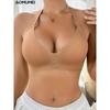 Women's Seamless Wireless Push Up Deep V Neck Adjustable Strap Invisible Bralette Comfortable Breathable Everyday Bra for Daily Wear
