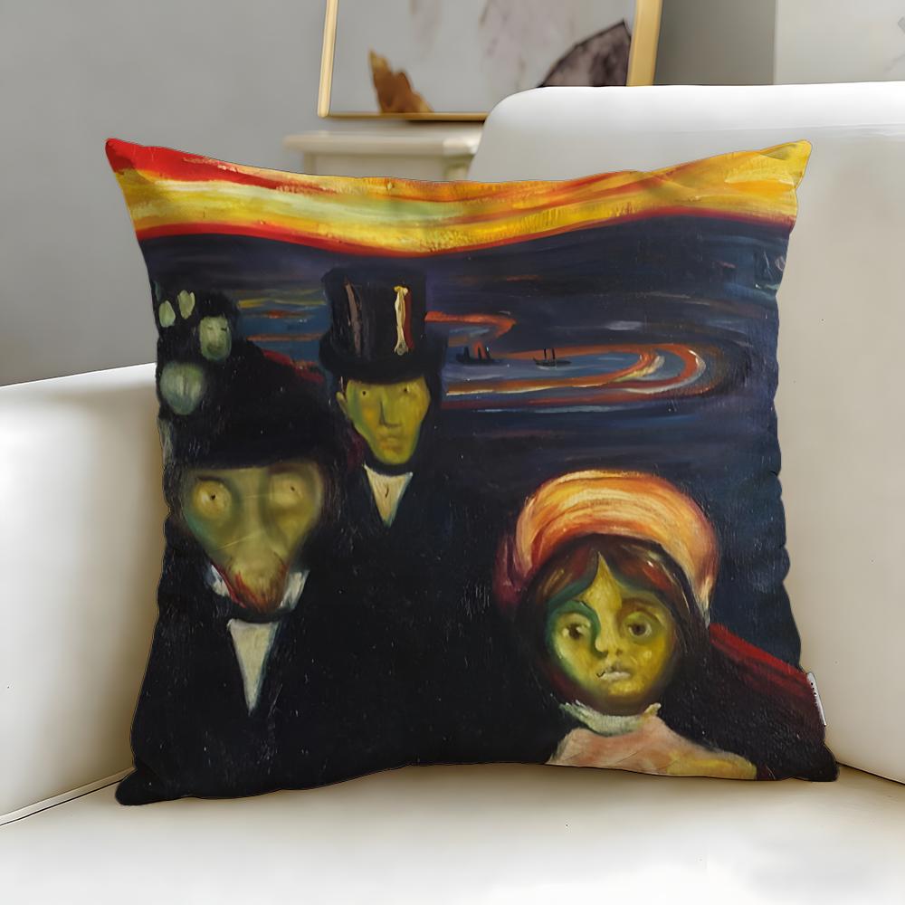 Classic Painter Edvard Munch Cushion Cover Soft & Easy-Wash Pillow Case – Versatile for Couch, Bed, Travel and Office