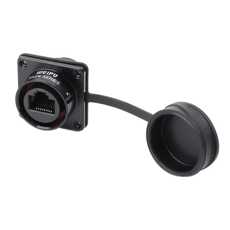 WEIPU SA24 SA2410/PRJ45 Waterproof Industrial M24 8 Pin 8P8C Ethernet Cable Ethernet Network RJ45 Connector Signal Panel Mount