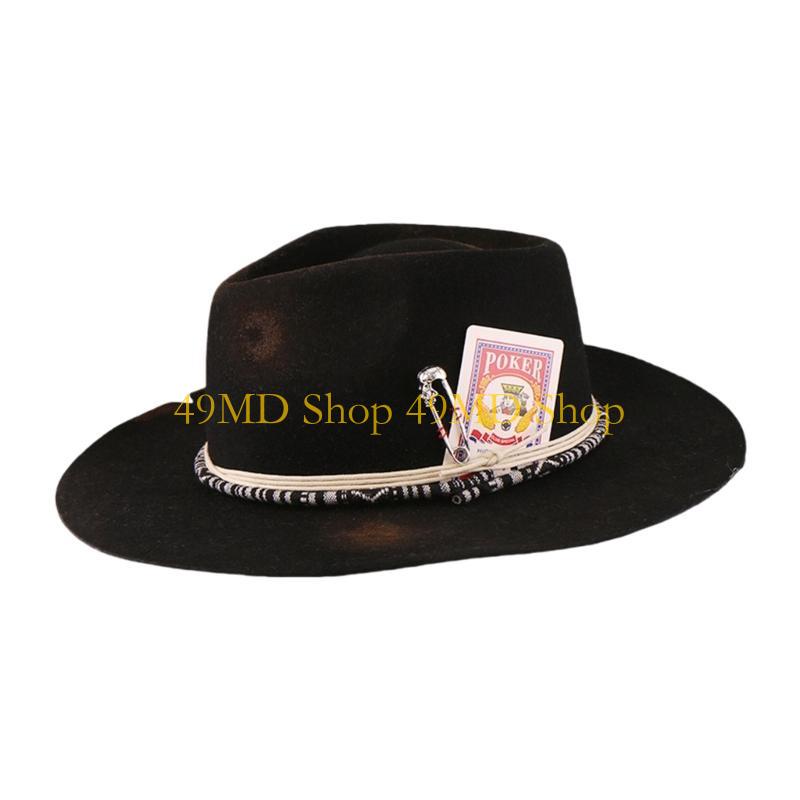 49MD Homburg Top Hat Old School Porkpie Hat Exotic Panama Hat Belt Cowgirl Hat