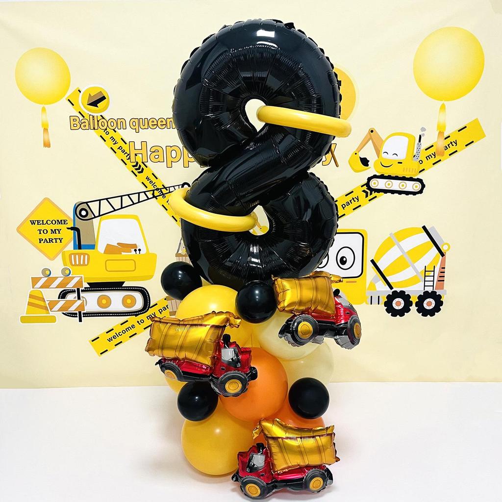 32" Black Car-Themed Number Balloon Set for Events