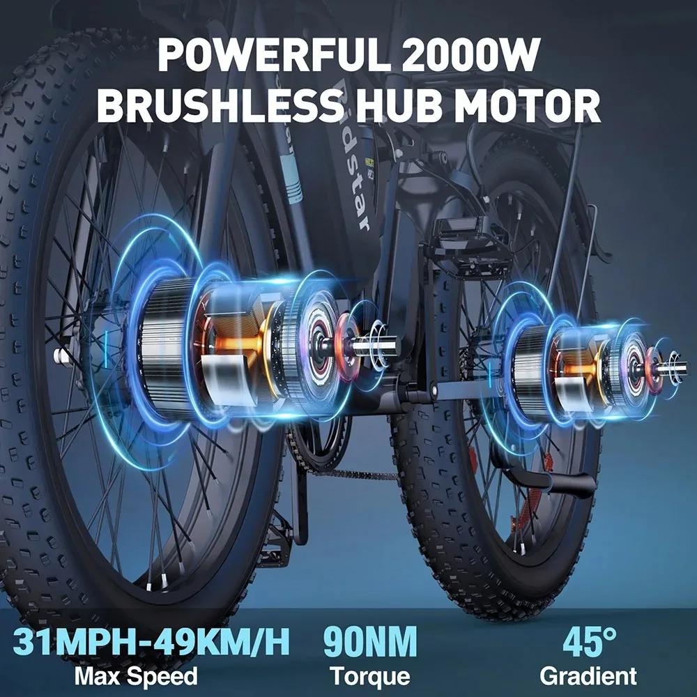 Nové H20 Pro 2000W Skládací Elektrické Kolo 48V23AH 20palcové Silné Pneumatiky Duální Motor Terénní MTB