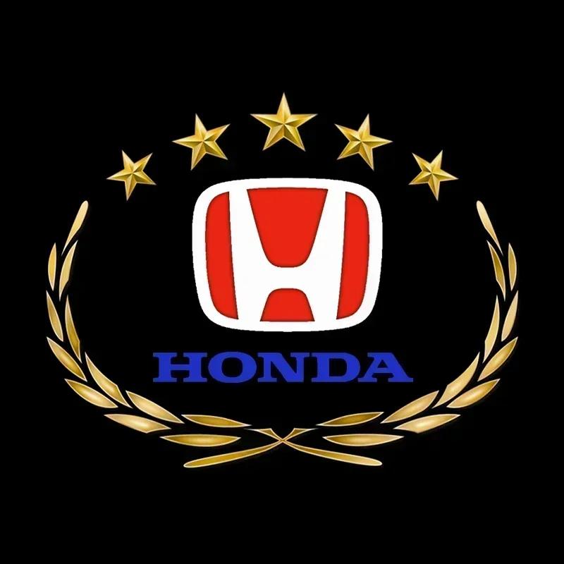 H 2pcs Car Door Projector Lamps Welcome Shadow Lights For Honda Civic Fit Jazz Accord HRV CRV City Passport Pilot Vezel stickers TP6