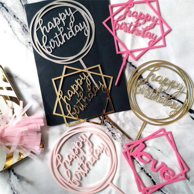 5pcs Cake topper Happy birthday black and white gold creative glitter plug-in multiple happy birthday cupcake toppers